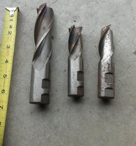 Large End Mills lot of 3 two &amp; 4 flute