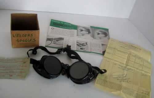 Vtg OXWELD No. 17 Steampunk Goggles Welding Glasses ORIGINAL MANUAL RECEIPT 1942