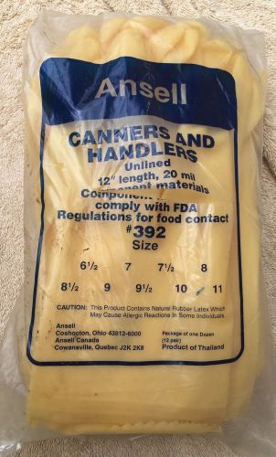 11 Pair Size 10 ANSELL CANNERS AND HANDLERS GLOVES UNLINED 12&#034;, 20 MIL, #392