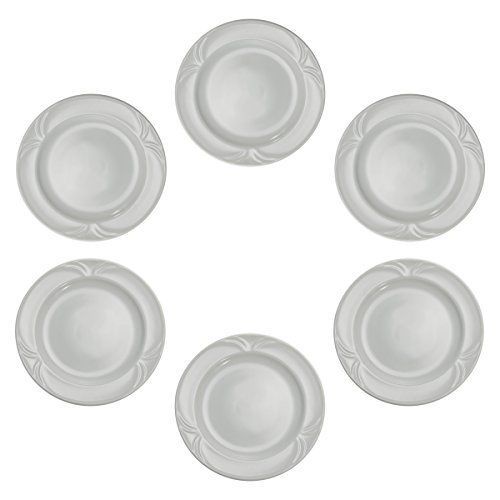 6 Vertex China 6 1/2&#034; Palm Wide Rim White Ceramic Plates PA-6 Bread Appetizer