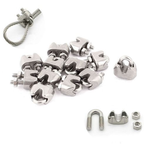 2mm 1/16&#034; Stainless Steel Wire Rope Cable Clamp Fastener 12pcs NM