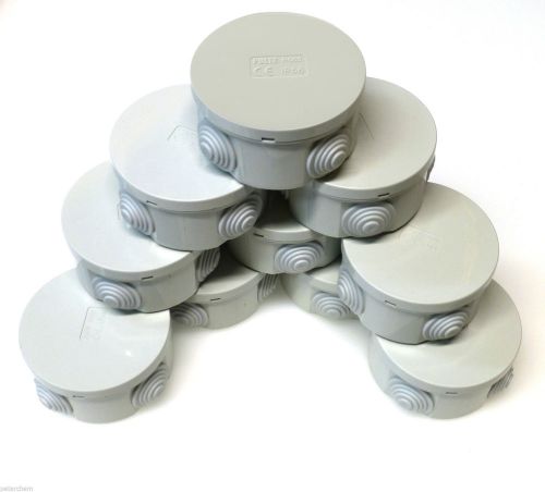 10xSmall Round Electric Junction Box &amp; Grommets Waterproof to IP56 65 x 30mm