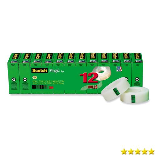 Scotch magic tape, 3/4 x 1000 inches, boxed, 12 rolls (810k12) new new for sale