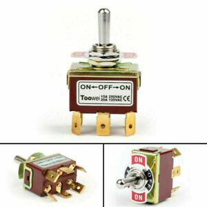 1Pcs Toowei 3 Terminal 6Pin ON-OFF-ON 15A 250V Toggle Switch Lock DP3T Grade CN