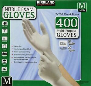 Kirkland 467120 Nitrile Exam Gloves, Medium, 2 x 200 ct -Total400 NEW, FAST SHIP