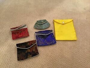 CHINESE BROCADE JEWELRY POUCHES 5Pieces Preowned