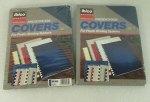 Lot Of 2 IBICO Presentation Covers Plastic Binding Systems Navy Blue Linen 25pk