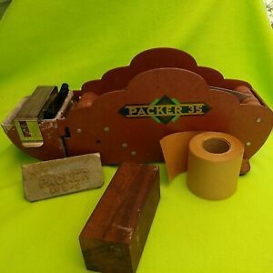 VINTAGE PACKER 3-S TAPE DISPENSER WITH BRUSH AND FEW OTHER PIECES
