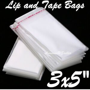 3x5&#034; 200 Bags Baggie Clear Resealable Jewelry Storage Self Seal Lip Tape Plastic