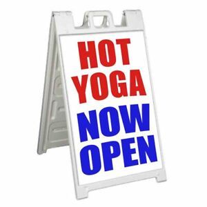 HOT YOGA NOW OPEN Signicade 24x36 Aframe Sidewalk Sign Banner Decal FITNESS