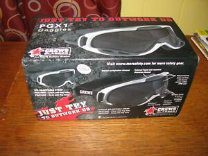 Crews PGX1 Safety Goggles with Clear Anti-Fog Lens, Black Elastic Strap new