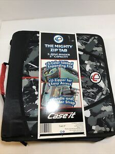NEW Case-It T641P Zilper Binder 3-inch 5-Tab Expanding File Zip Splatter Black