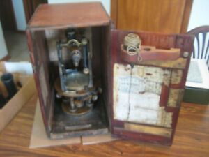 Antique Buff &amp; Buff MFG. Co., Brass Surveyor&#039;s Scope Level Transit W Case 24395