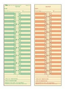 TOPS Time Cards Semi-Monthly 2-Sided 3-1/2&#034; x 10-1/2&#034; Manila Green/Red Print ...