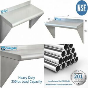 Chingoo Stainless Steel Shelf 12 x 24 Inches, Commercial NSF Wall Mount 12x24