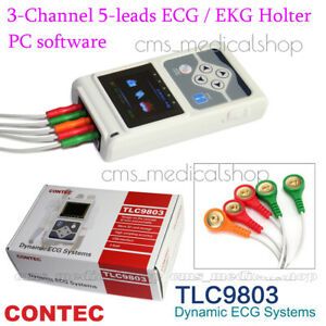TLC9803 3 Lead Dynamic ECG/EKG System 24H Recorder Analyzer System PC Software