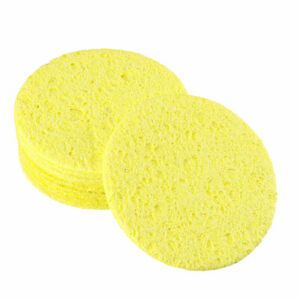 Soldering Sponge 55x55x2mm for Iron Tips Cleaner, Round Yellow 10pcs