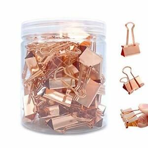 50Pcs Rose Gold Binder Clips Paper Binder Clips Medium Size Metal Fold Back C...