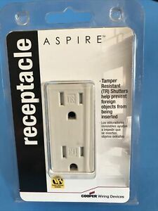 COOPER 9505TRDS-K-L RECEPTACLE ASPIRE TAMPER-RESISTANT DUPLEX 15A 125V 2P3W DS