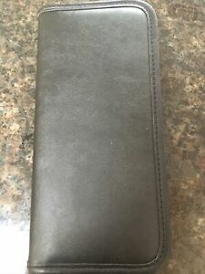 SAMSILL BLACK LEATHER BUSINESS CARD HOLDER 80850 * New * 10”x5”