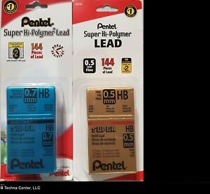 Pentel Super High-Polymer Lead, 0.7mm Medium (12 Tubes) &amp; 0.5mm Fine (12 Tubes)