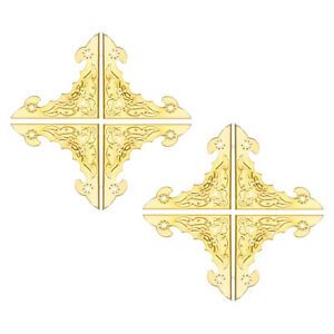 Metal Desk Corner Protectors Table Edge Cover Guard 40 x 40 x 4mm Gold Tone 8pcs