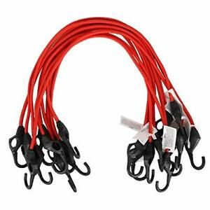 XSTRAP Heavy Duty Bungee Cords 10PK 32-Inch Finger-Hole Red