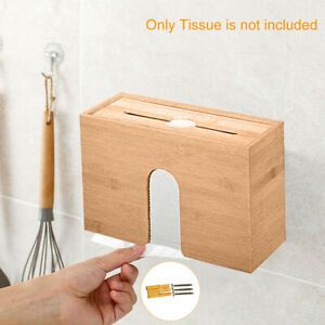 Home Kitchen Countertop Napkin Holder Bamboo Paper Towel Dispenser Wall Mount