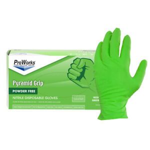 Neon Green Nitrile Gloves Diamond Textured 8.5 mil 10 Boxes, 1,000 gloves, Large