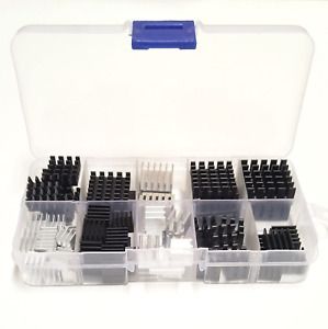 Easycargo 100pcs Heatsink Assortment Kit Small Cooler Aluminum Heat Sink Set for