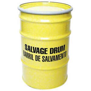 GRAINGER APPROVED 3780EY Salvage Drum,Open Head,30 gal.,Yellow