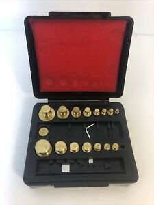 Vintage Troemner Brass Weights Set In Original Black Case g/oz