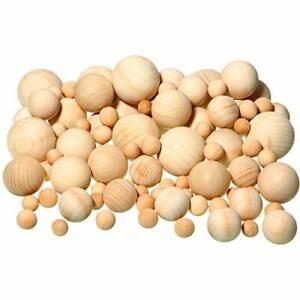 88 Pieces Wood Ball Wood Craft Balls Unfinished Round Wooden Balls for DIY