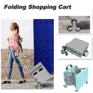 Folding Shopping Cart Generation Ladder Wheel W/Small Table Cover Aluminum 55L