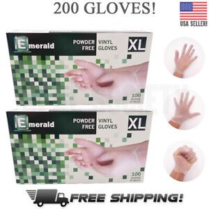 Powder Free Vinyl Gloves, Disposable, Latex Free, XLARGE Size, 200 Gloves Total