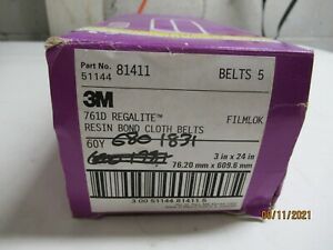 MMM 81411 Regalite Resin Bond Cloth Belt 3x24&#034; 60 Grit (5 Pack)