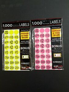 SUNBURST LABELS.. 1000 LABELS ..2 PACKAGES.. NEW..