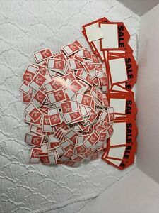 Qty. 100 Red / White Sale Price Tags with Slit Merchandise Price Tags Lot Of 2