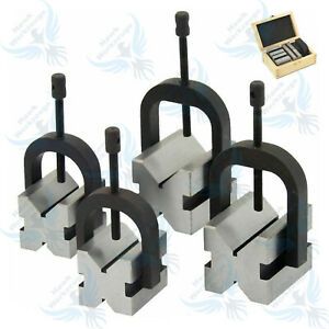 8 PCS ENGINEERS VEE BLOCKS CLAMP SET - V BLOCK MATCHED PAIR