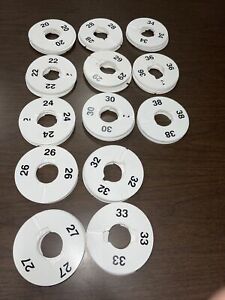 104 Clothing Size Dividers Hanger Marker Tags White Round Discs Size 20 - 38