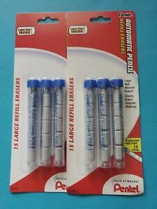 Pentel Refill Eraser AL, Ax and PD Quicker Clicker Lot 2 packs of 3 tubes of 5