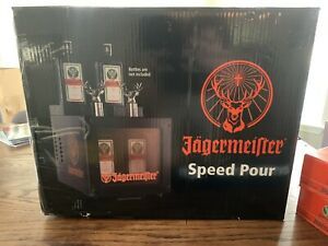 Boxed Jagermeister Speed Pour (holds 4) With 12 New Shot glasses And Two Mats – Picture 1