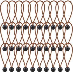 AOPRIE 30 Pcs Bungee Cords with Balls 4 Inch Brown Ball Bungees Heavy Duty Tarp