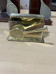 RARE VINTAGE - BUSINESS CARD HOLDER WITH TENNIS RAQUETTE DESIGN BY APPLAUSE 1988