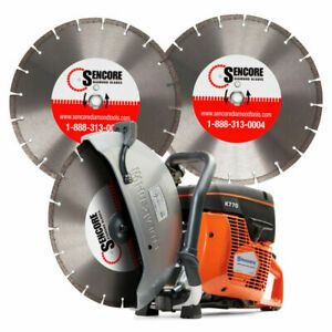 Husqvarna New K770 14&#034; Concrete Cutoff Saw + 3 Diamond Blades + Free Shipping