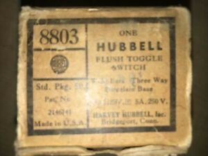 Hubbell 8803 Vintage 3-Way Toggle Switches Porcelean Base In Box