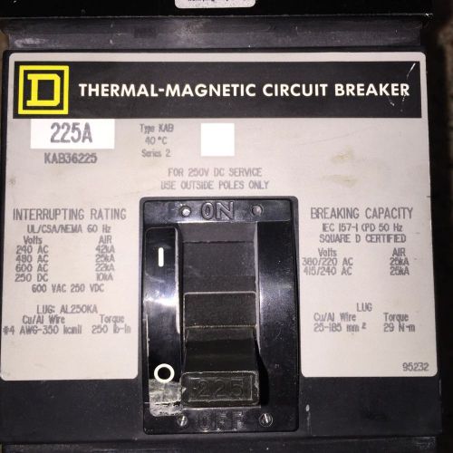 Square d kab36225 i line circuit breaker 225 amp 3 pole 600 v for sale