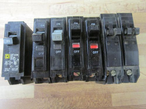 New &amp; used square d qo tandum 20 amp circuit breaker and more lot of 7 for sale
