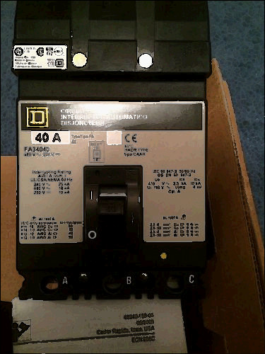 480/40 for sale, Square d 40 amp 3 phase 480 volt mdp breaker