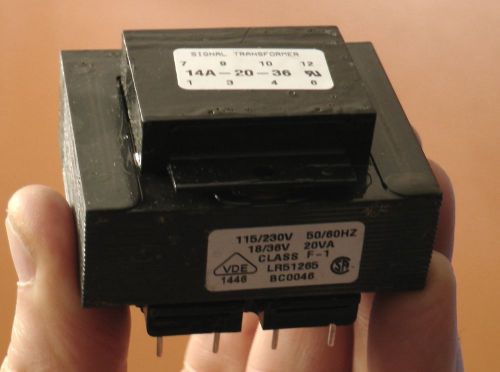 Signal transformer 14a-20-36, 115/230 pri, 18/36v sec, 1.2a/560ma for sale